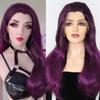 Synthetic Lace Front Wigs For Women 26inch Purple Color Lolita Cosplay Wigs Natural Hairline High Temperature Lace Front Wigs