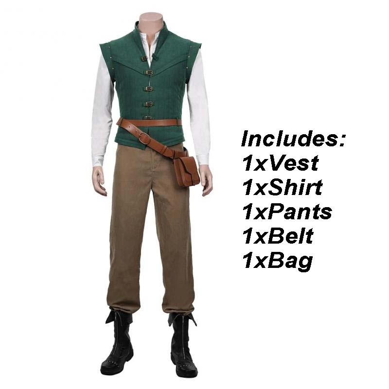 Prince Cosplay Shirt Vest Pants Uniform For Men Halloween Carnival Costumes Green Outfits With Belt Bag
