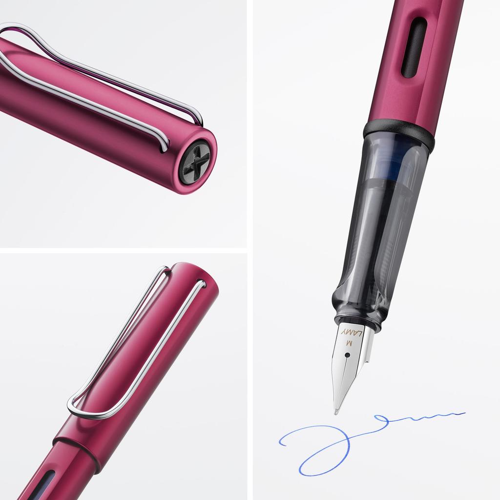 Перьевая ручка LAMY Черно-фиолетовая Эргономичный грип и стальное перо размера M Легкий алюминиевый корпус В комплекте синий картридж LAMY T10 AL-star - Перо, - - -