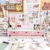 Kawaii Desk Storage Rack Computer Material Stationery Supplies Cute Storage Desktop  Monitor Increase Rack Office Accessories