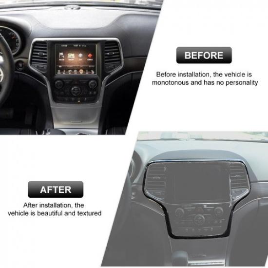 Накладки на панель приборов и рамки вокруг навигации из углеродного волокна для Jeep Grand Cherokee 14+