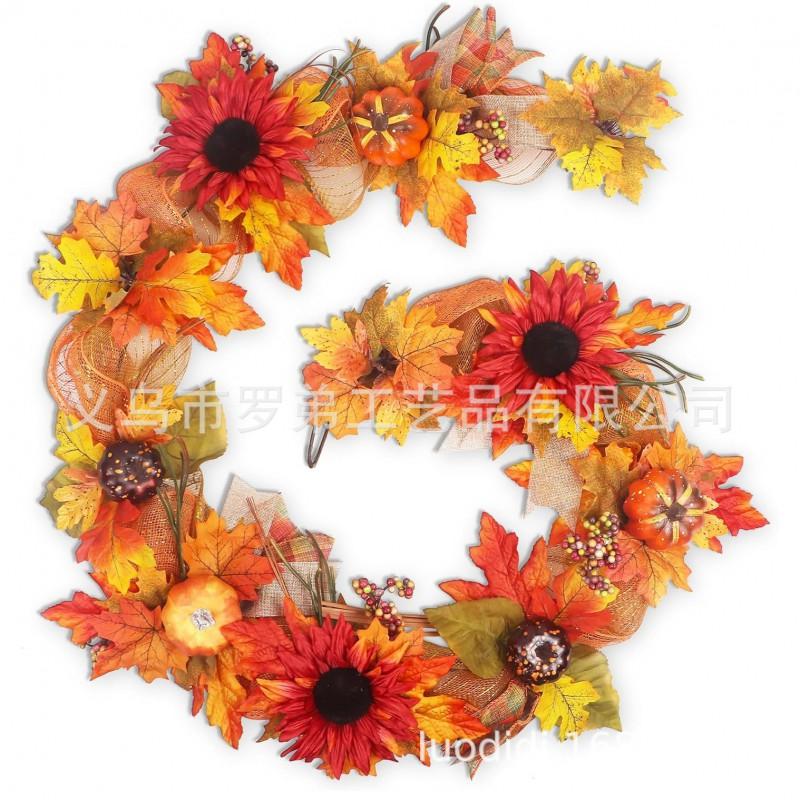 Harvest Wreath With Base Pumpkins Berries Leaves Thanksgiving Door Decor