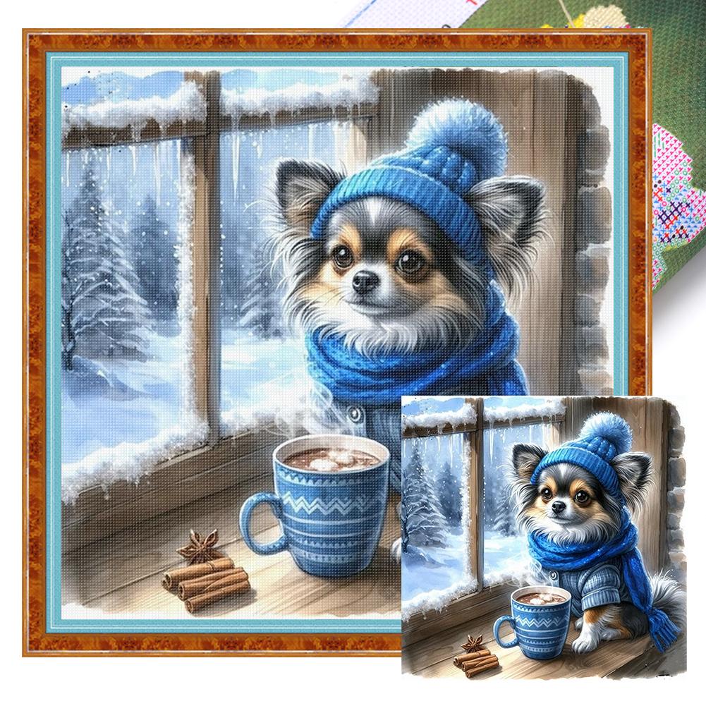 Cute Cat/Dog Full Embroidery Eco-cotton Thread 11CT Printed Cat Cross Stitch Kit Arts DIY Handmade Ornament Home Decor 40*40cm