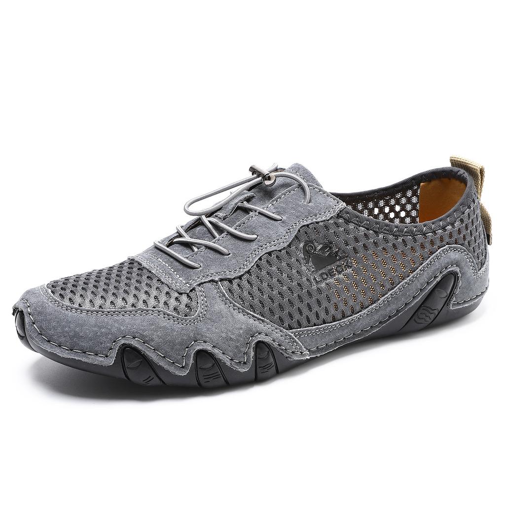 Летние новые мужские повседневные кроссовки больших размеров из кожи и сетки