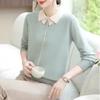 Button Long-sleeved Pullover Lapel Casual Elegant Fashionable Stylish Knitted Top