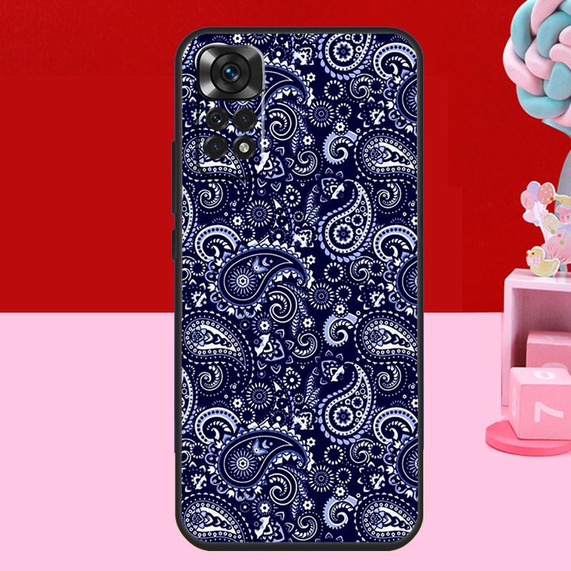 Синий чехол-бандана с узором пейсли для Xiaomi Redmi Note 11 10 12 13 14 15 Pro Plus Redmi 15 C 14C 10C 12C 13C Мягкая накладка