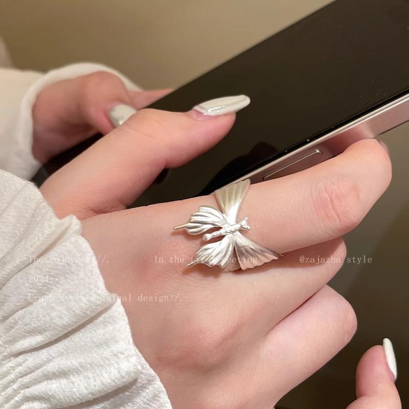 Кольцо с жемчугом, цирконом и бабочкой, женское, нишевое, с чувством высокого класса, легкая роскошь, парное кольцо для пары, темпераментное, открытое кольцо