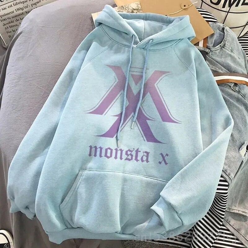 Хипстерский пуловер Monsta X, большая причудливая толстовка с капюшоном, толстовка в стиле Харадзюку, осенняя одежда, женские толстовки с длинными рукавами, уличная одежда, унисекс, толстовка