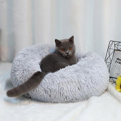 Супер мягкий длинный плюшевый теплый коврик для домашних животных милый легкий питомник кошка спальная корзина кровать круглая пушистая удобная сенсорная товары для домашних животных