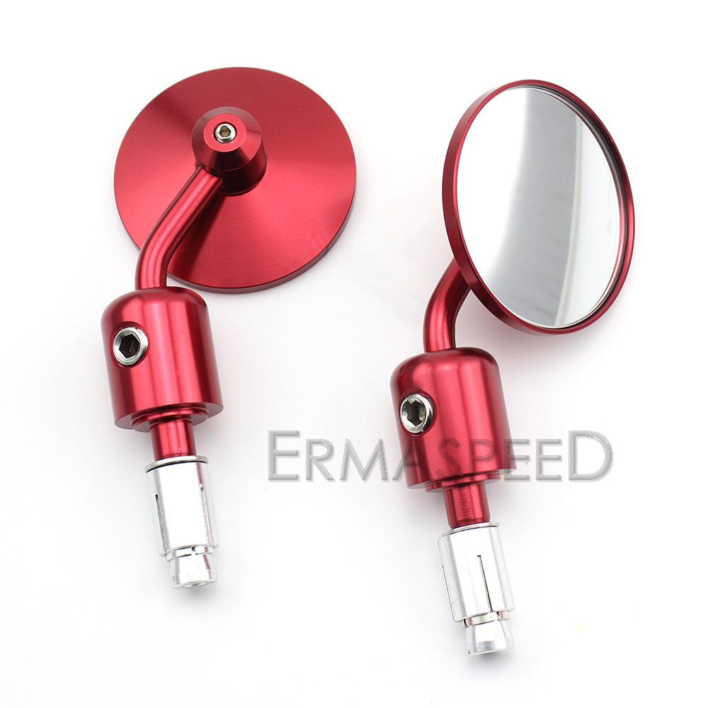 1 Pair Round Motorcycle Bar End Mirrors 22mm 7/8 inch Handlebar Mirror Universal Rear View Mirror For Street Bike Scooter