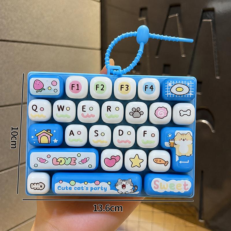 26 Keys Press Keyboard Stress Relief Mechanical Keyboard Clicker Fidget Cartoon Animal Button Keyrings Bags Hanger Pendent Gift