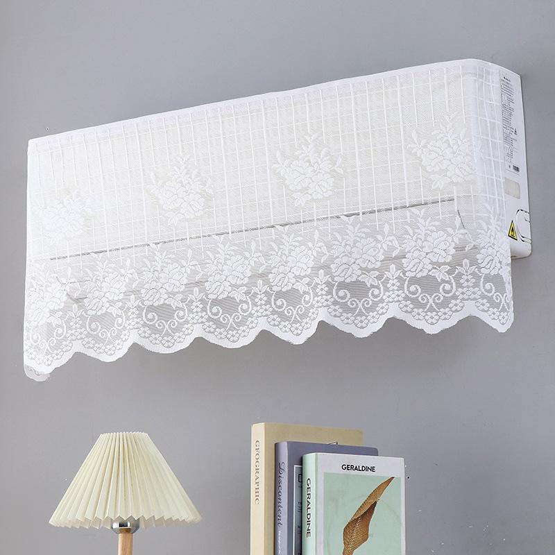 Elegant Lace Embroidered Design Anti-Direct Blowing Air Conditioner Covers Cloth Wall-Mounted Dust-Proof Case Home Decoration