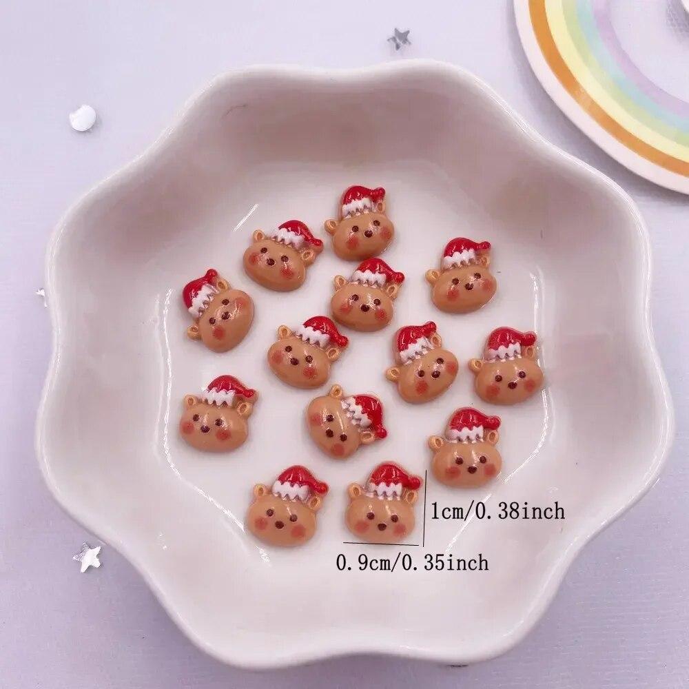 50pcs Resin Mini Colorful Christmas Snowman Tree Snowflower Deer Flat Back Figurines Nail Art DIY Scrapbooks Accessories