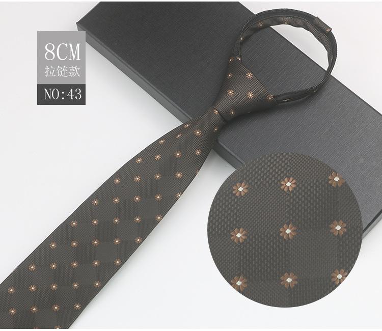 Business Zipper Men'S Work Meeting Banquet Host Easy Pull No Knot Stripes Professional Suit Gentleman'S Tie