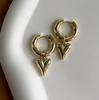 Sweet Heart-shaped Pendant Earrings For Women Simple Geometric Circular Stainless steel Ear Buckle Jewelry Accessories G