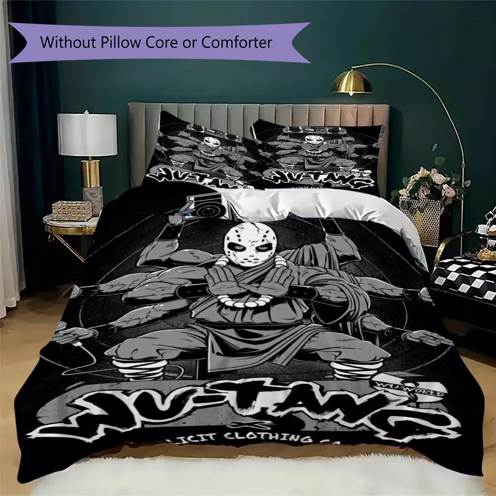 WU TANG Pattern Bedding uilt Set uilt Cover Pillowcase Home Decoration Birthday Gift (1 * duvet cover + 2 * pillowcase without core)102