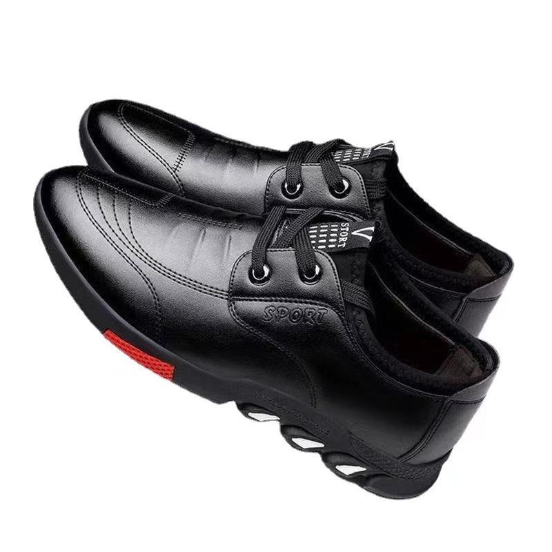 Мужская повседневная обувь, весенние новые мужские повседневные кожаные туфли на шнуровке, туфли Doudou, черные кожаные туфли