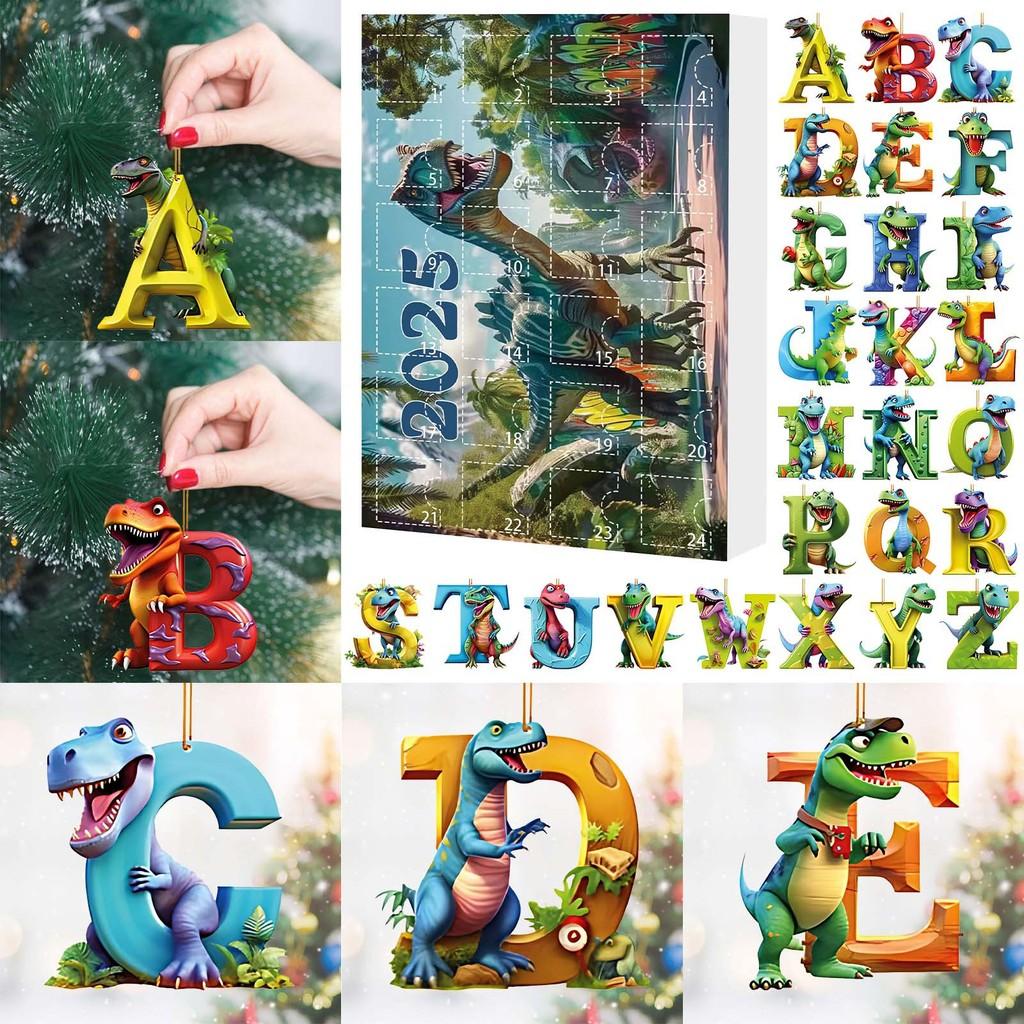 Christmas Dinosaur Letter Ornaments With Countdown Calendar For Holiday Decor And Gift Giving