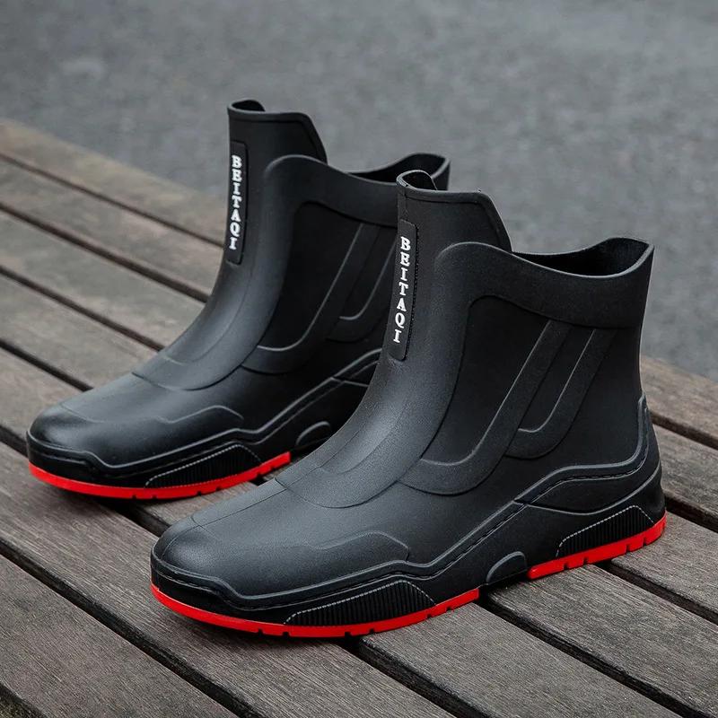 Work Boots For Men And Women Casual Short Tube Waterproof Shoes Fleece Warm Non Slip Wear Resistant Rain 2024