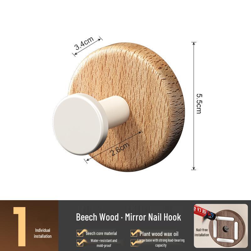 Seamless Walnut Bathroom Door Hook - Strong, No-Drill Adhesive for Clothes