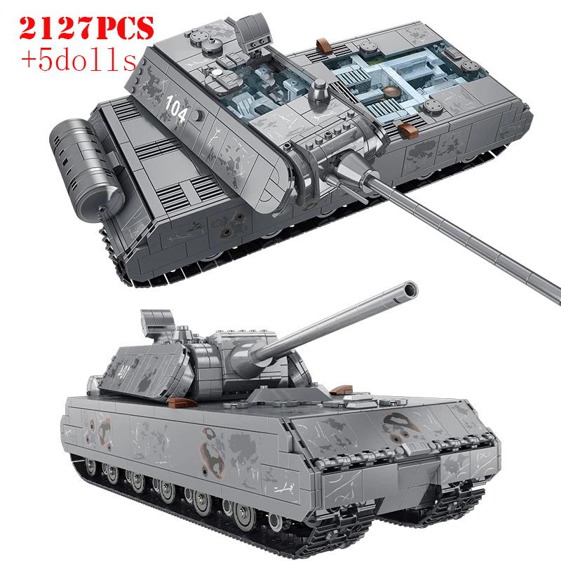 Военный Тяжелый Танк Panzer Viii Maus Строительные Блоки Немецкий Солдат Вмв Полиция Армия Оружие Кирпичики Детская Игрушка Подарки Для Взрослых
