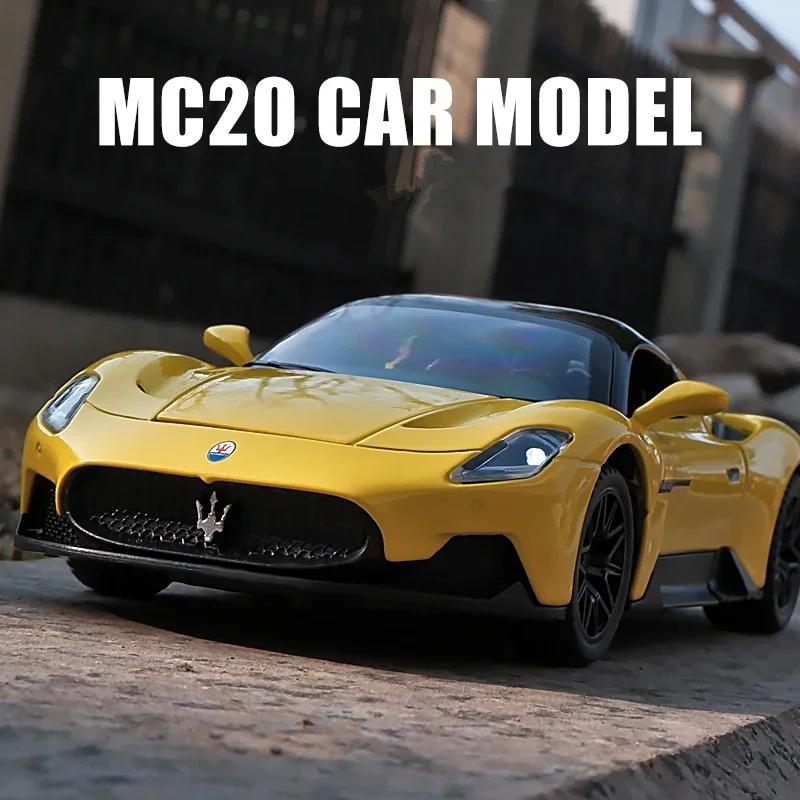 1:32 Maserati MC20 Cabrio, модель спортивного автомобиля из сплава, литье под давлением, металлические игрушечные автомобили, модель автомобиля, звуковая и световая имитация, детские игрушки, подарок