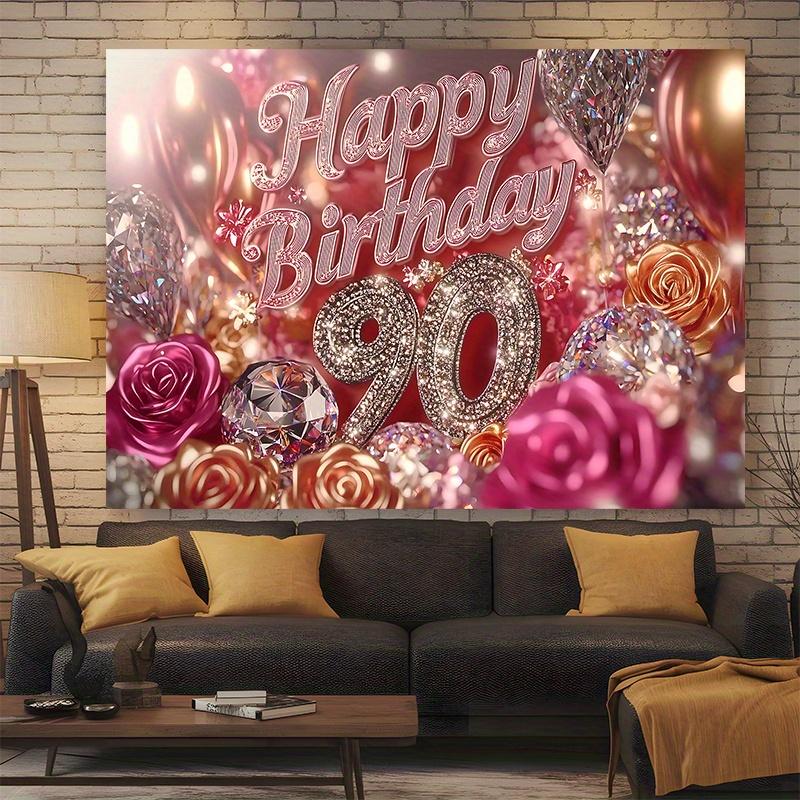 90th Rose Birthday Backdrop 1pc - Wall Hanging Decor
