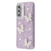 For Samsung Galaxy S25/S24 Case Butterfly Pearl Decor IMD PC+TPU Phone Cover with Glass Lens Film