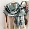 1116 autumn and winter new imitation cashmere scarf women's warm thickened outer shawl student plaid simple scarf wholesale