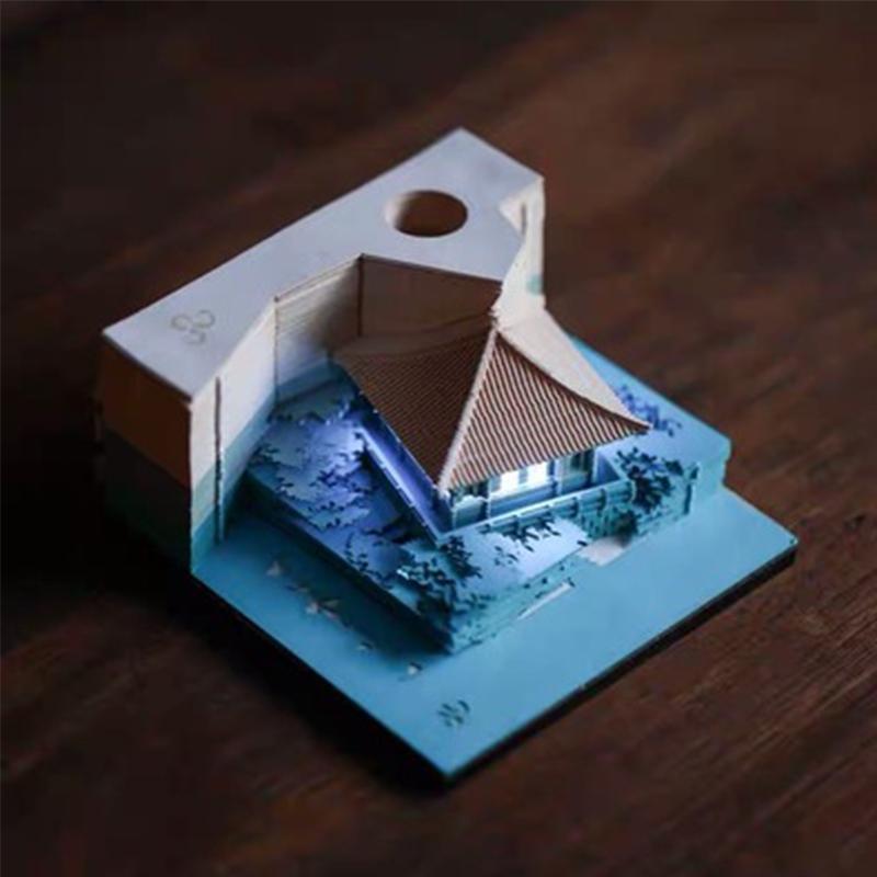 Customized 3D Memo Pad Paper Craft Sticky Notes Bookmark Pink House Villa Note Paper Cube for Girlfriend Gifts