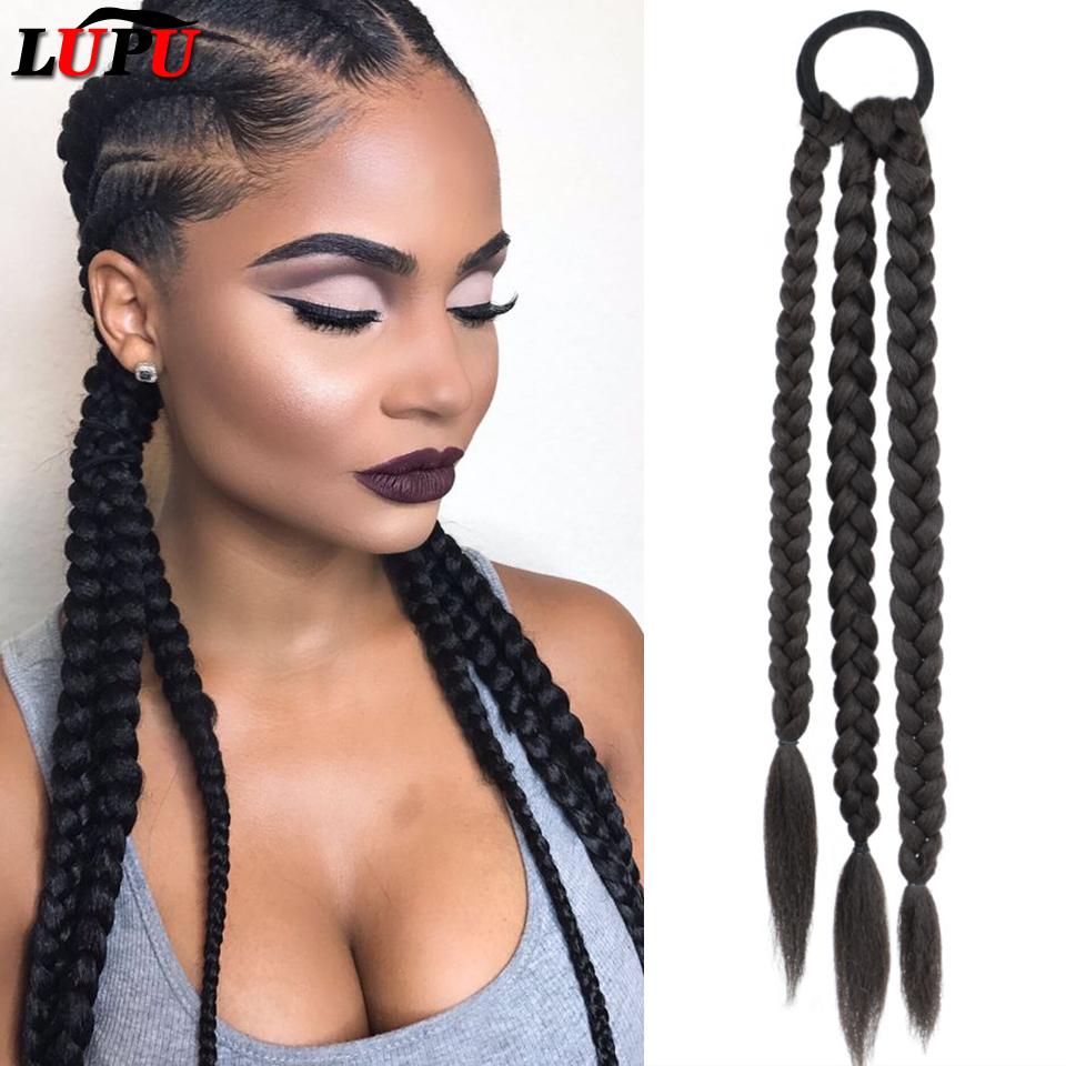 LUPU Синтетические боксерские косы, хвост для женщин, эластичная веревка для кос, резинка, аксессуары для волос, термостойкие накладные волосы