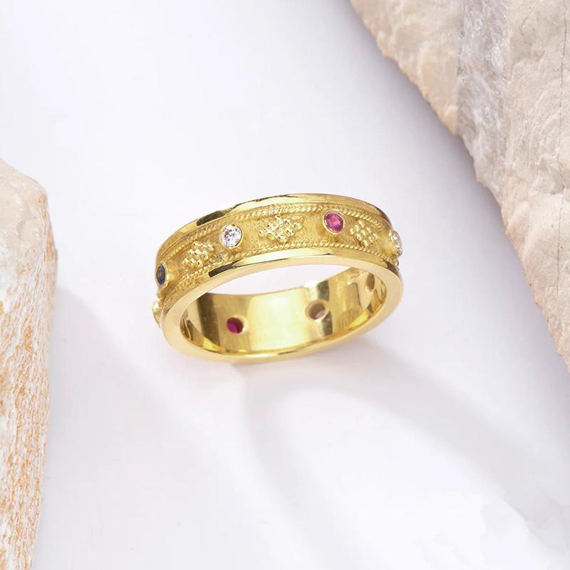 Кольца цвета золота Huitan Vintage для женщин с цветными кубическими цирконами, благородные женские кольца на пальцы, роскошные ювелирные изделия для вечеринки по случаю юбилея