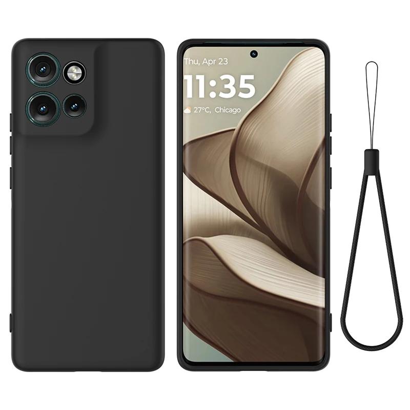 Для Motorola MOTO Edge 50 Neo, S50 Чехол Мягкий Премиальный Чехол из Жидкого Силикона с Флоком Внутри Чехол с Ремешком для Moto S50