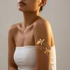 Vintage Elegant Gold Color Floral Arm Cuff Bangle for Women Trendy Adjustable Spiral Upper Arm Bracelet Summer Beach Jewelry