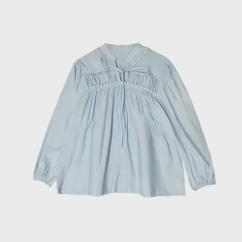 Женский корейский шикарный плиссированный кружевной солнцезащитный топ с длинными рукавами - новый нежный весенний стиль