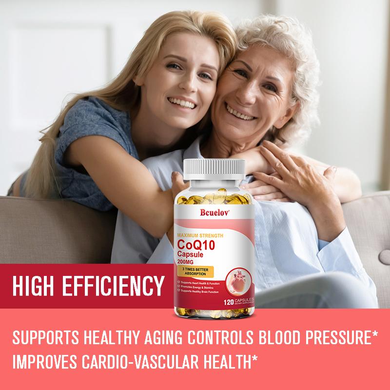 Bcuelov Coenzyme Q10 Dietary Supplement, With Black Pepper Extract, 120 Softgels
