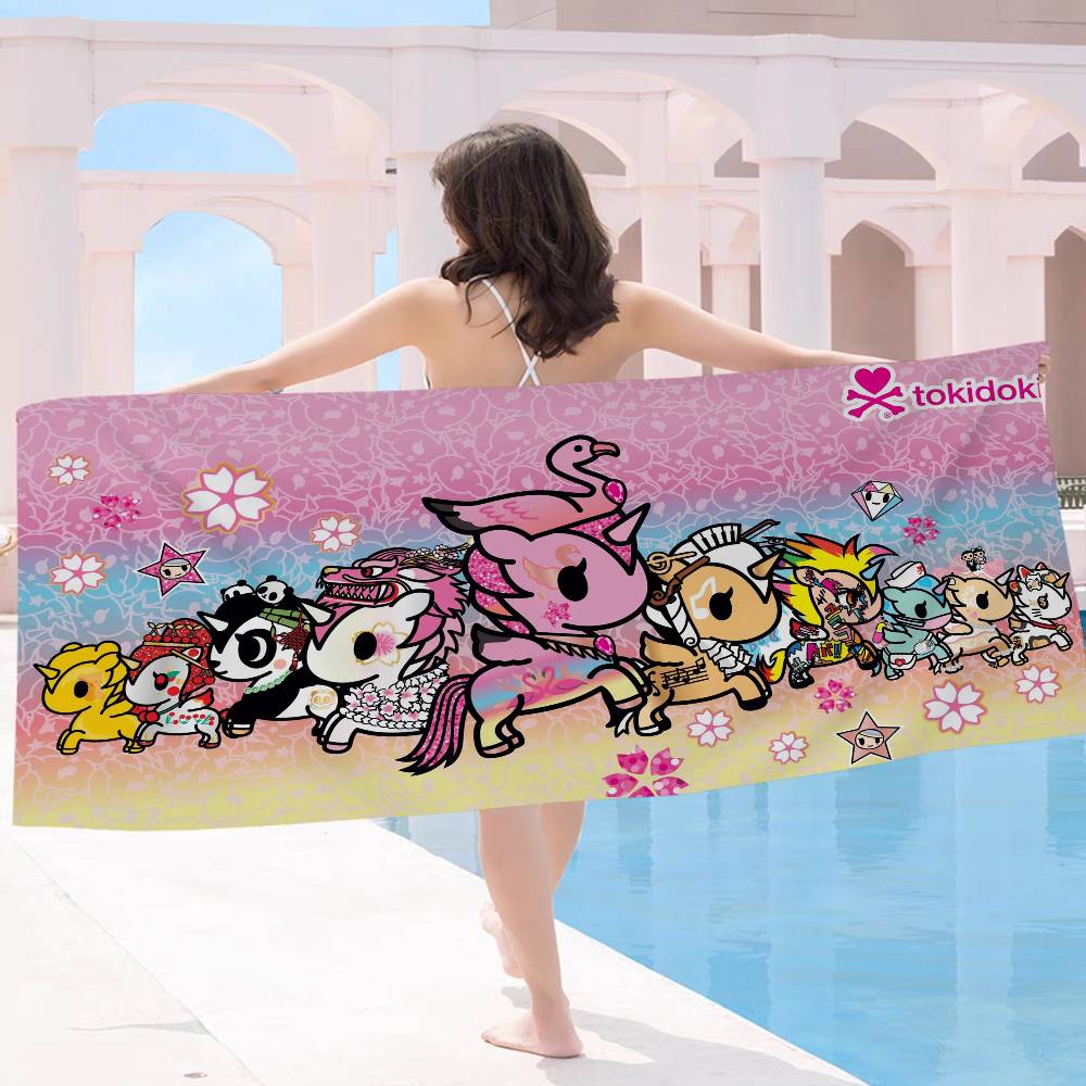 Кавайи T-Tokidoki Аниме Пляжное полотенце Цветные банные полотенца Для девочки Микрофибра Быстросохнущее Без песка Пляж Йога Спа Бассейн