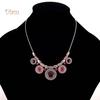 Diamonding Jewelry Ethnic Women Crystal Stone Inlaid Round Enamel Pendant Statement Bib Necklace
