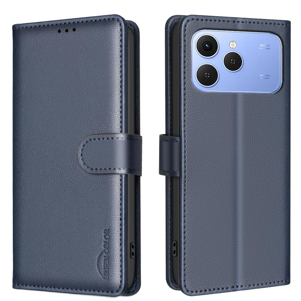 For TECNO Spark 40 4G Leather Case BINFEN COLOR BF32 Wallet RFID Blocking Phone Cover