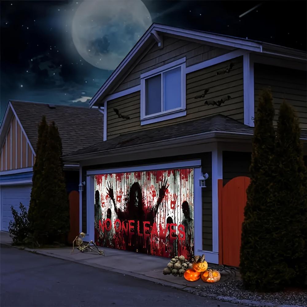 Ghost Zombie Halloween Garage Banner - Durable polyester fiber, suitable for ghost night parties and home decoration