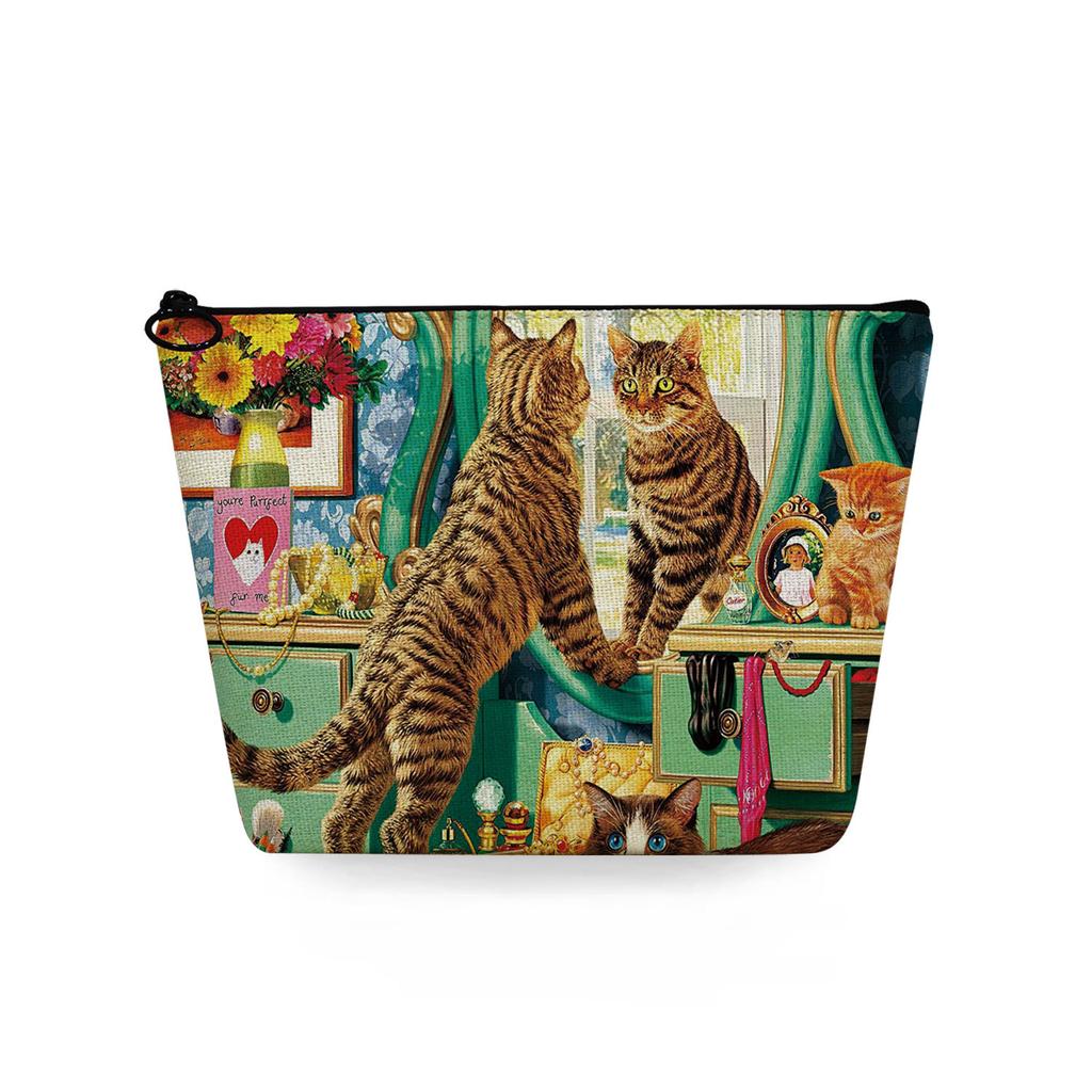 Женская косметичка с принтом кошки, органайзер для туалетных принадлежностей, дорожный чехол для хранения 6784