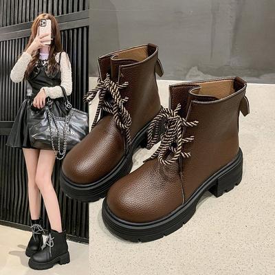 Женские ботинки на толстой подошве, ботинки Мартин, универсальные с юбкой, низкие ботинки, ботинки в стиле Академии, женские новые модели весны и осени 2025 года