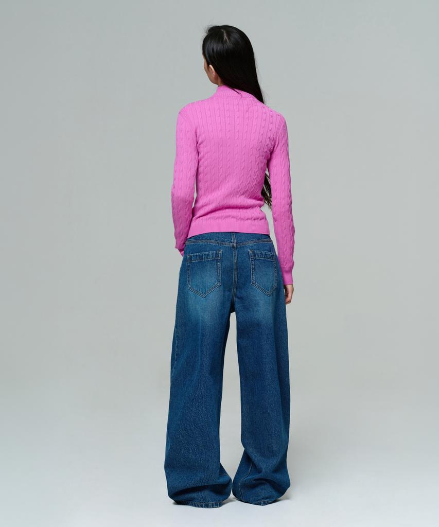 ERA Women Fitted Cable Zip Knit - Rose Pink