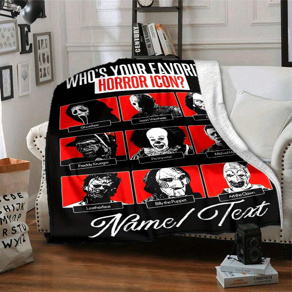 Horror Icons Ghostface Jason Voorhees Chucky Freddy Krueger Pennywise Michael Myers Leatherface Billy The Puppet Archie Clown Four Seasons Blanket