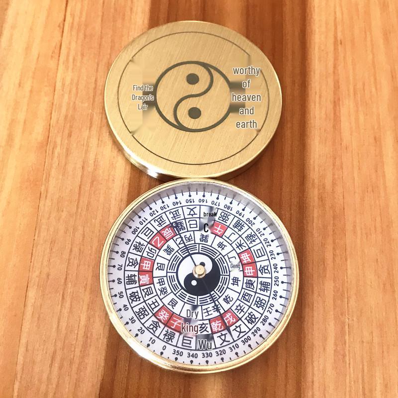 Высокоточный 2-дюймовый медный карманный компас с пластиной фэн-шуй и дизайном шелковых цветов