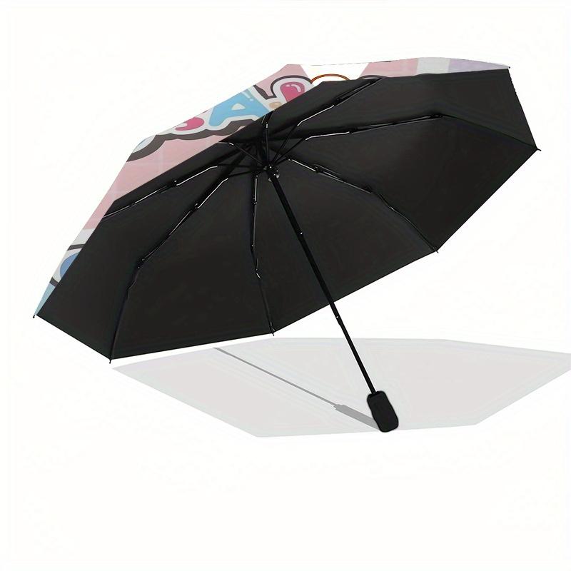 UsaHana,Bunny Automatic Folding Umbrella Simple 8 Rib Design, Bright Cartoon Pattern, Durable Iron Frame, Suitable For Travel, Outdoor, Beac
