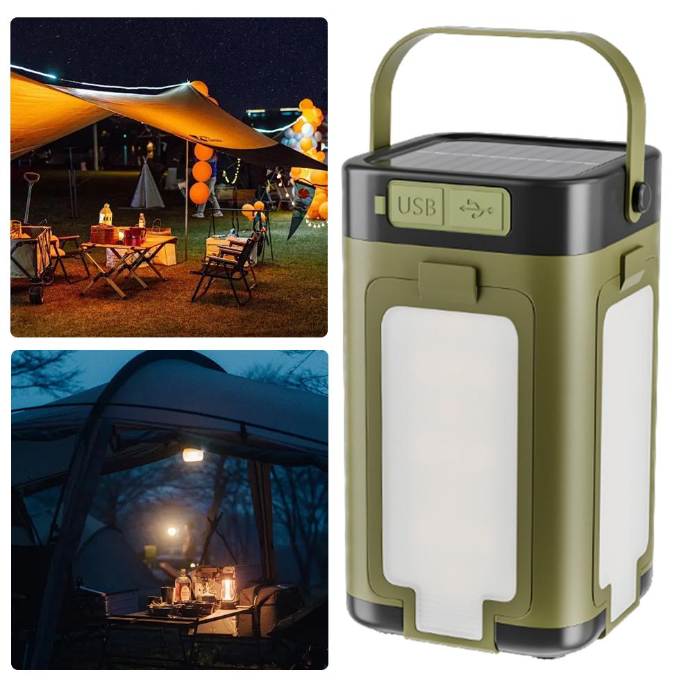 Foldable Camping Light Waterproof Rechargeable Lantern Solar Camping Lantern LED Tent Light for Camping Hiking Fishing