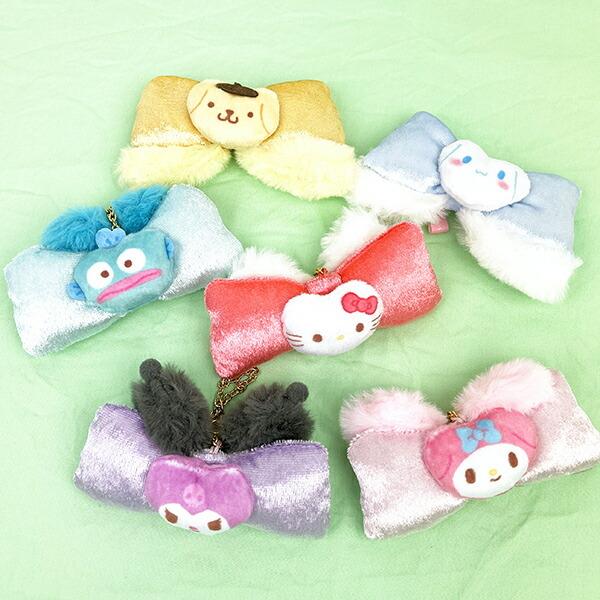 Sanrio Fluffy Ear Ribbon Bag Charm Hello Kitty Keychain Accessory Mascot