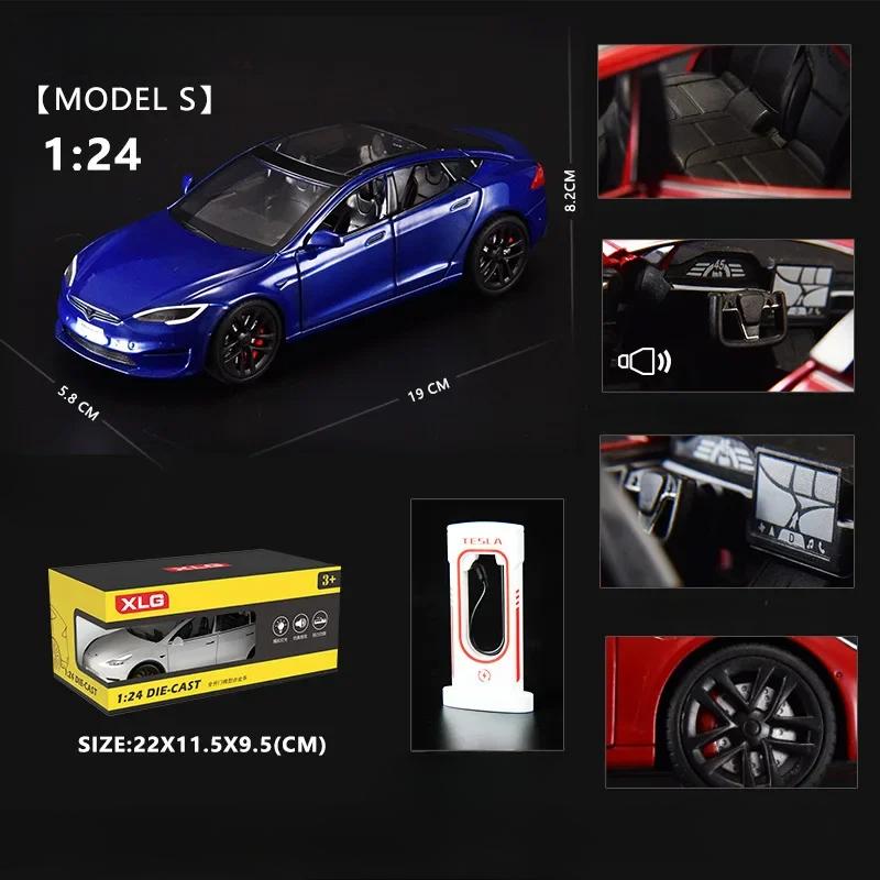 1:24 Миниатюры Tesla Model S Симуляция Сплав Металл Литье под Давлением Модель Автомобиля Звук и Свет Автомобиль Игрушки для Детей Подарки для Парня C270