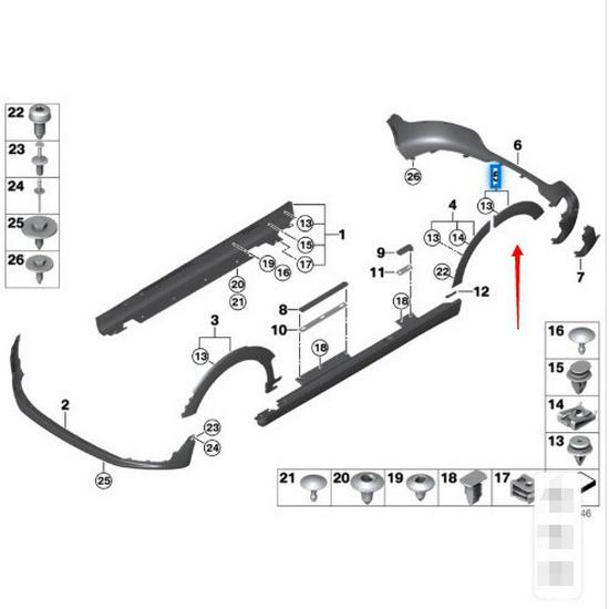 51777401057/58 подходят для задних колесных арок BMW MINI Clubman F54.